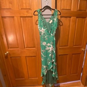 NWT If By Sea Green/Floral wrap dress